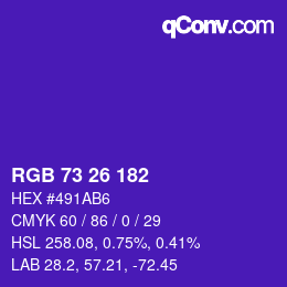 Color code: RGB 73 26 182 | qconv.com