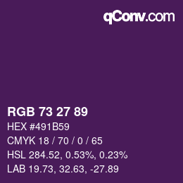 カラーコード: RGB 73 27 89 | qconv.com
