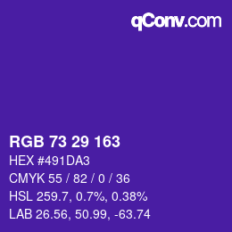 Color code: RGB 73 29 163 | qconv.com