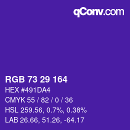 Color code: RGB 73 29 164 | qconv.com