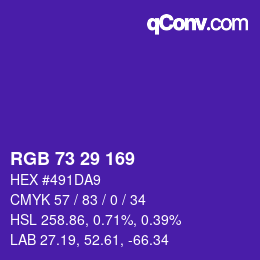 Color code: RGB 73 29 169 | qconv.com