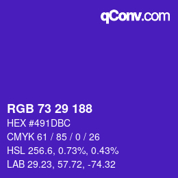 Color code: RGB 73 29 188 | qconv.com