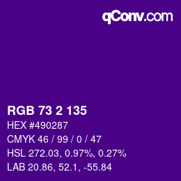 Color code: RGB 73 2 135 | qconv.com