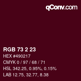 Color code: RGB 73 2 23 | qconv.com