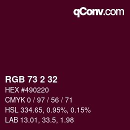 カラーコード: RGB 73 2 32 | qconv.com