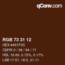 Color code: RGB 73 31 12 | qconv.com