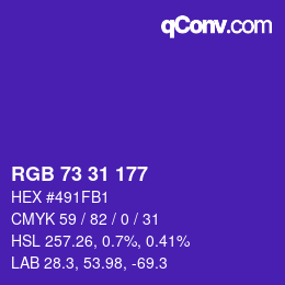 Color code: RGB 73 31 177 | qconv.com
