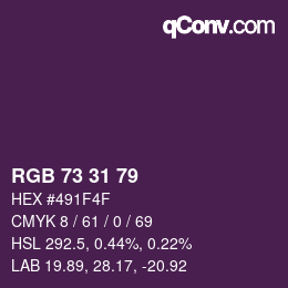 Color code: RGB 73 31 79 | qconv.com