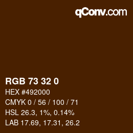 Color code: RGB 73 32 0 | qconv.com