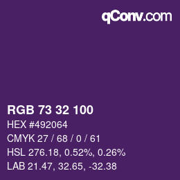 カラーコード: RGB 73 32 100 | qconv.com