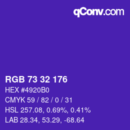 Color code: RGB 73 32 176 | qconv.com