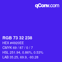 Color code: RGB 73 32 238 | qconv.com