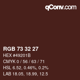 Color code: RGB 73 32 27 | qconv.com