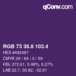 カラーコード: RGB 73 36.8 103.4 | qconv.com
