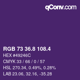 カラーコード: RGB 73 36.8 108.4 | qconv.com