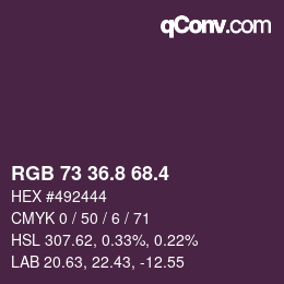 カラーコード: RGB 73 36.8 68.4 | qconv.com