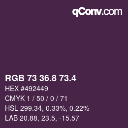 カラーコード: RGB 73 36.8 73.4 | qconv.com