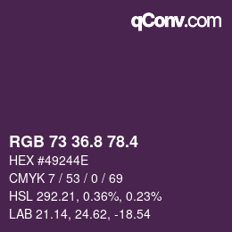 カラーコード: RGB 73 36.8 78.4 | qconv.com