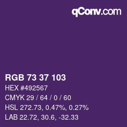 Color code: RGB 73 37 103 | qconv.com