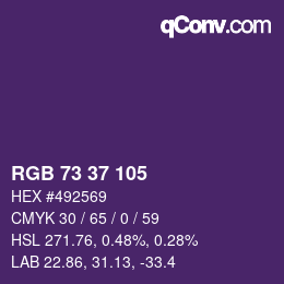 Color code: RGB 73 37 105 | qconv.com