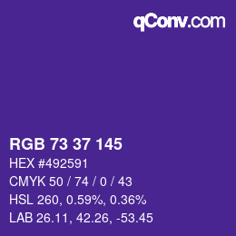 カラーコード: RGB 73 37 145 | qconv.com