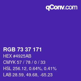 カラーコード: RGB 73 37 171 | qconv.com