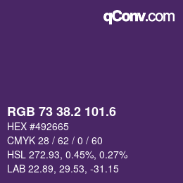 カラーコード: RGB 73 38.2 101.6 | qconv.com