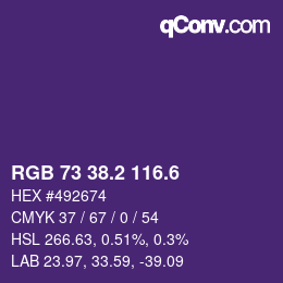 カラーコード: RGB 73 38.2 116.6 | qconv.com