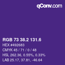 カラーコード: RGB 73 38.2 131.6 | qconv.com