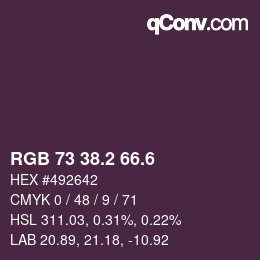 カラーコード: RGB 73 38.2 66.6 | qconv.com