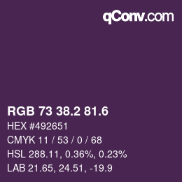 カラーコード: RGB 73 38.2 81.6 | qconv.com