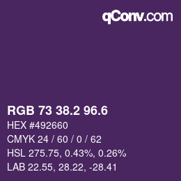 カラーコード: RGB 73 38.2 96.6 | qconv.com