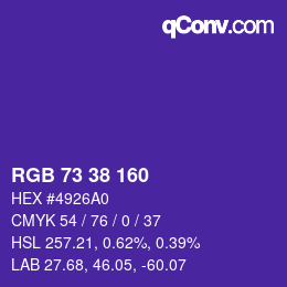 Color code: RGB 73 38 160 | qconv.com