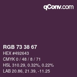 カラーコード: RGB 73 38 67 | qconv.com