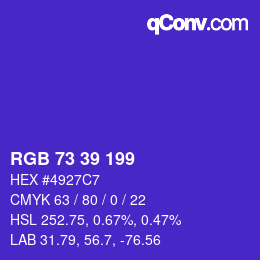 Color code: RGB 73 39 199 | qconv.com