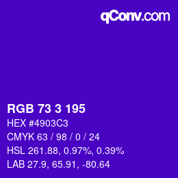 カラーコード: RGB 73 3 195 | qconv.com