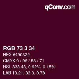 カラーコード: RGB 73 3 34 | qconv.com