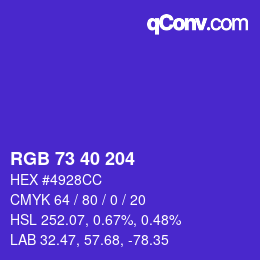 Color code: RGB 73 40 204 | qconv.com