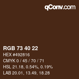 Color code: RGB 73 40 22 | qconv.com