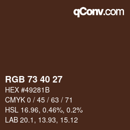 颜色代码: RGB 73 40 27 | qconv.com