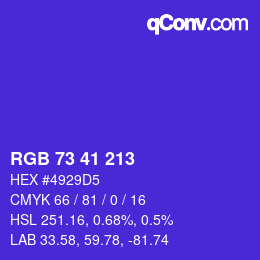 Color code: RGB 73 41 213 | qconv.com