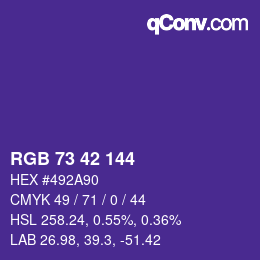 カラーコード: RGB 73 42 144 | qconv.com