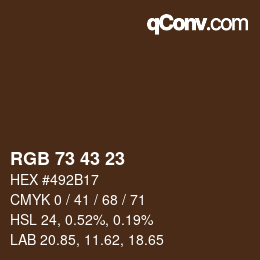 Código de color: RGB 73 43 23 | qconv.com