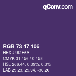 Código de color: RGB 73 47 106 | qconv.com