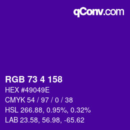 Color code: RGB 73 4 158 | qconv.com