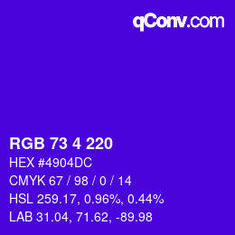 Color code: RGB 73 4 220 | qconv.com
