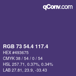 カラーコード: RGB 73 54.4 117.4 | qconv.com