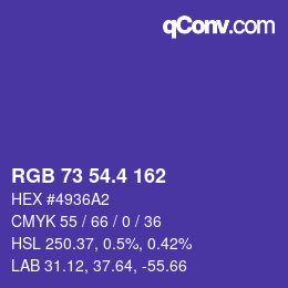 カラーコード: RGB 73 54.4 162 | qconv.com