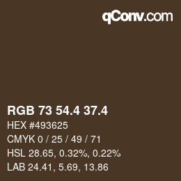 カラーコード: RGB 73 54.4 37.4 | qconv.com