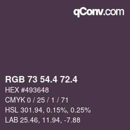 カラーコード: RGB 73 54.4 72.4 | qconv.com